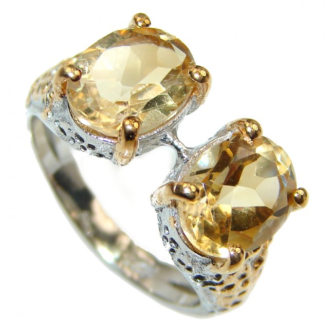Vintage Style Natural Citrine .925 Sterling Silver handcrafted Ring s. 6 1/4