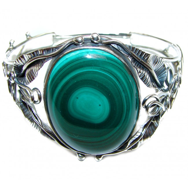 Fabulous Russian Green Malachite .925 Sterling Silver handcrafted Bracelet