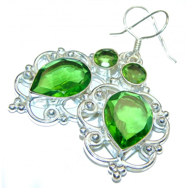 Mystic Fresh green Quartz .925 Sterling Silver earrings