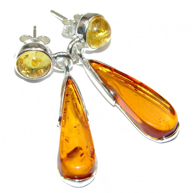 Wonderful Amber .925 Sterling Silver entirely handcrafted earrings