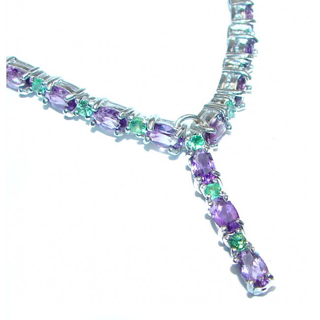 Purple Queen authentic Amethyst Peridot .925 Sterling Silver handcrafted necklace