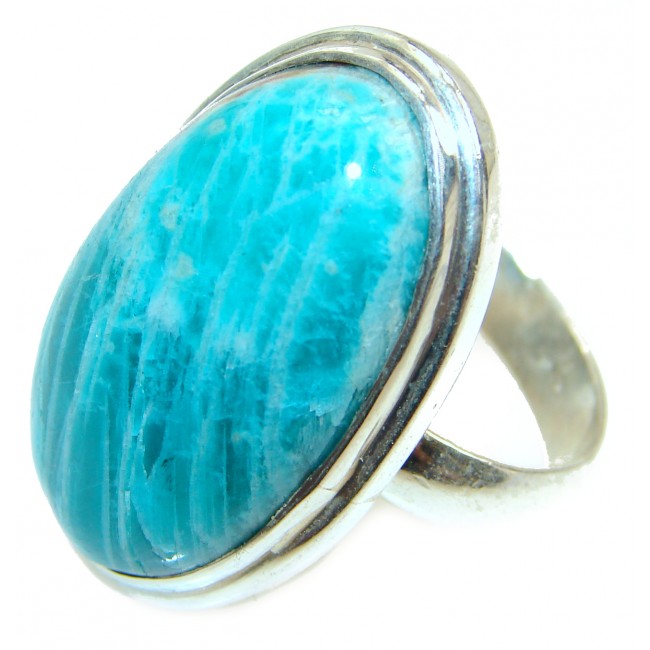 Large Ocean Breeze Amazonite .925 Sterling Silver ring s. 8 adjustable