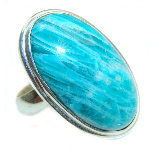 Large Ocean Breeze Amazonite .925 Sterling Silver ring s. 8 adjustable