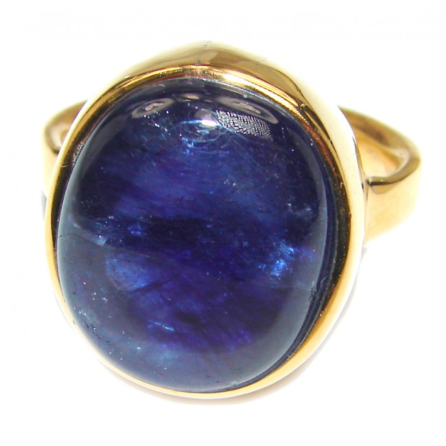Large Genuine 45ctw Sapphire 18K Gold over .925 Sterling Silver handcrafted Statement Ring size 8