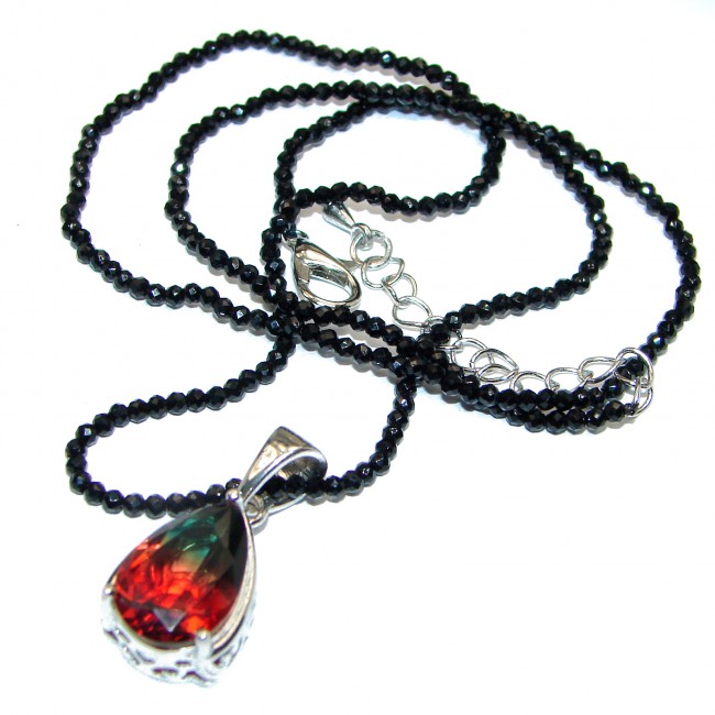 Large authentic Brazilian Tourmaline Rose Gold over .925 Sterling Silver handcrafted necklace