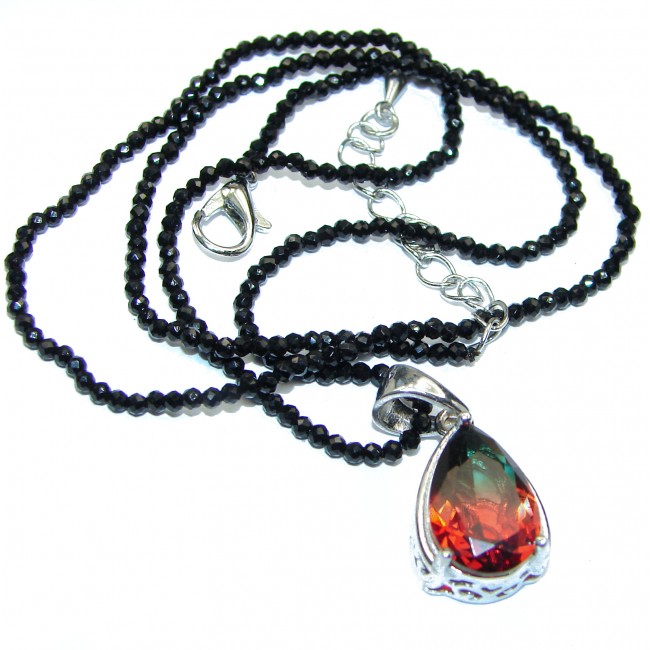 Large authentic Brazilian Tourmaline Rose Gold over .925 Sterling Silver handcrafted necklace