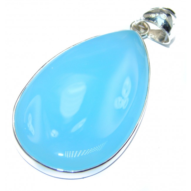Natural huge Chalcedony Agate .925 Sterling Silver handmade Pendant