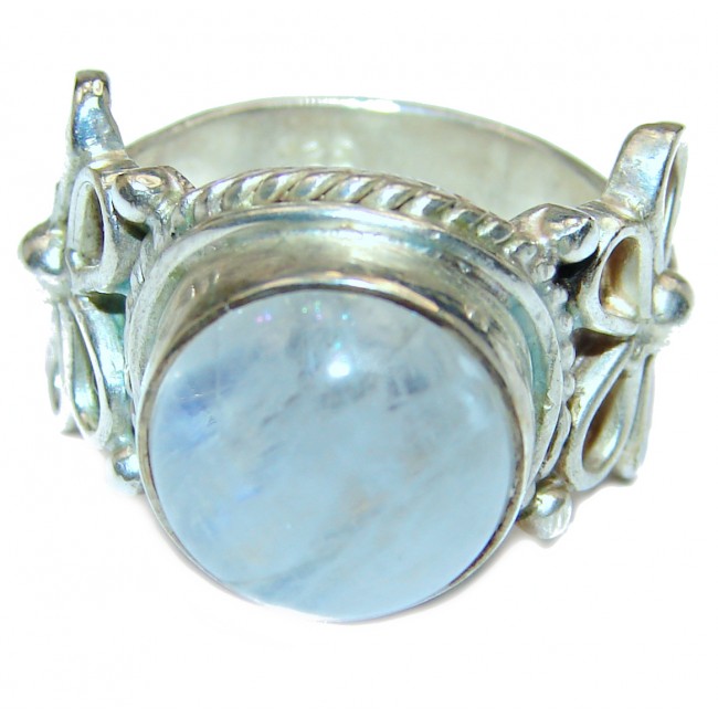 Rainbow Moonstone .925 Sterling Silver handmade Ring size 6