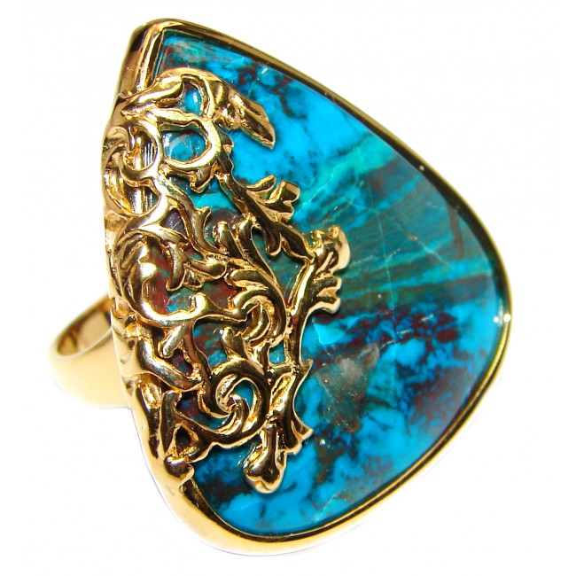 Stone Of Harmony Parrots Wing Chrysocolla .925 Sterling Silver ring s. 8
