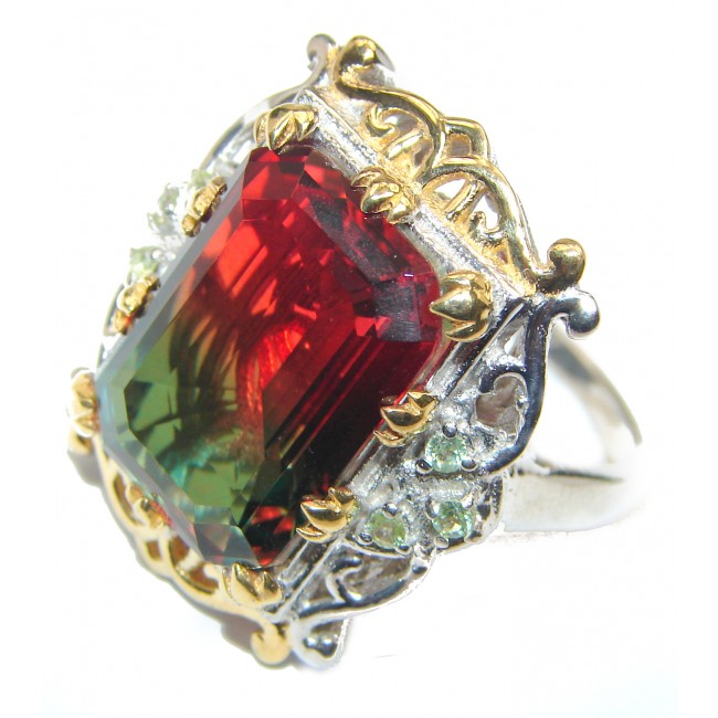Huge Top Quality Volcanic Pink Tourmaline color Topaz .925 Sterling Silver handcrafted Ring s. 9 1/2