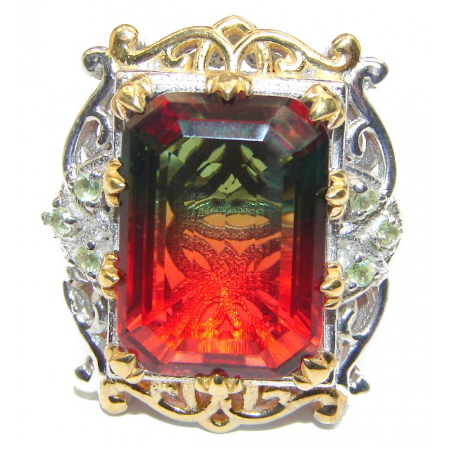 Huge Top Quality Volcanic Pink Tourmaline color Topaz .925 Sterling Silver handcrafted Ring s. 9 1/2