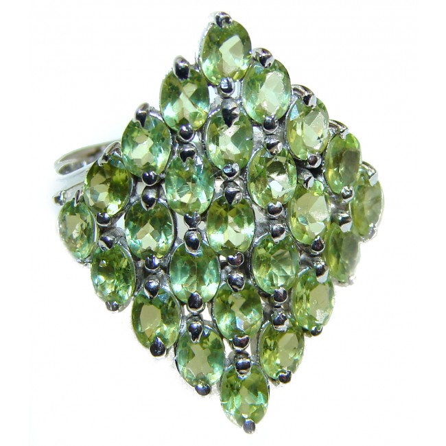 Energizing genuine Peridot .925 Sterling Silver handcrafted Ring size 8 3/4
