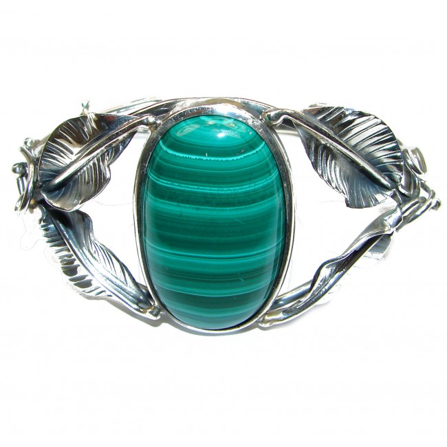 Eternal Paradise 42.8 grams Natural Malachite highly polished .925 Sterling Silver handcrafted Bracelet