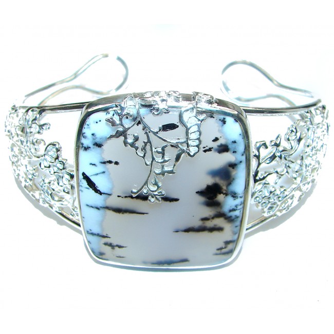 Huge Dendritic Agate highly polished .925 Sterling Silver handcrafted Cuff/Bracelet