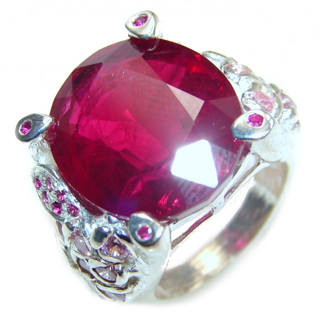Large 65ctw Mesmerizing Ruby .925 Sterling Silver handmade Ring size 5 3/4
