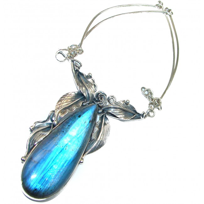 Luxury Design 285 ct Labradorite .925 Sterling Silver entirely handcrafted necklace