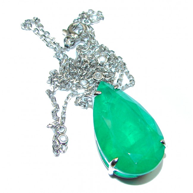 Alessandra Large Emerald .925 Sterling Silver handcrafted Statement necklace