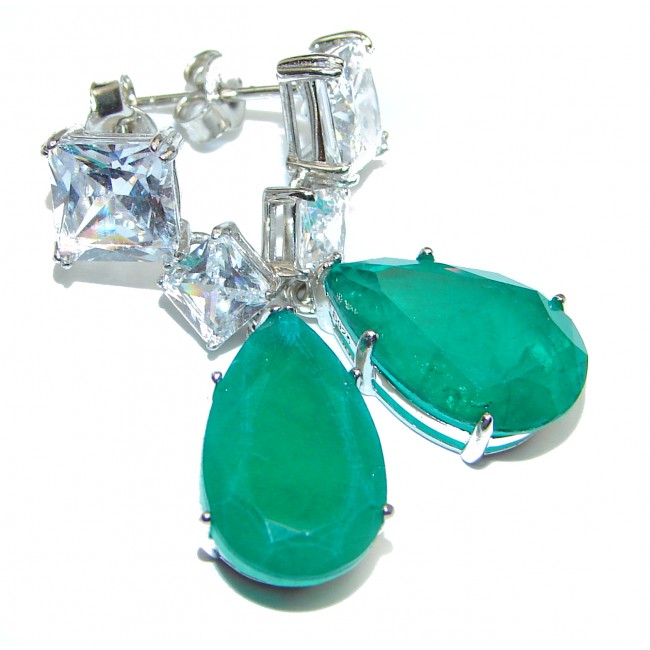 Green Ivy Colombian Emerald .925 Sterling Silver handcrafted Statement Earrings