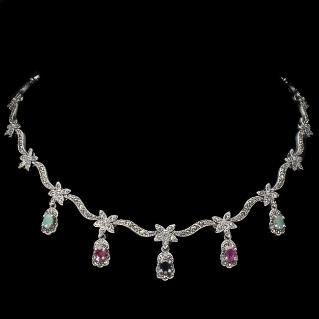 Magnificent Jewel authentic Kashmir Ruby .925 Sterling Silver handcrafted necklace