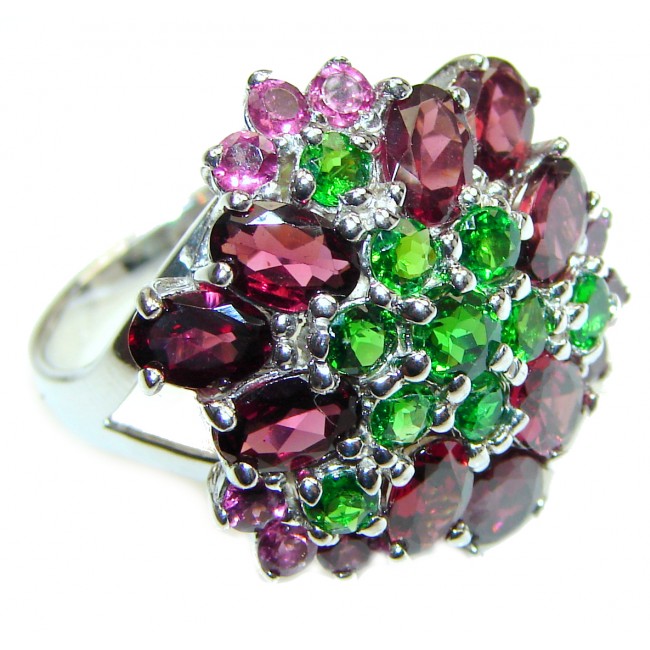 Large Genuine Chrome Diopside Garnet .925 Sterling Silver handcrafted Statement Ring size 8