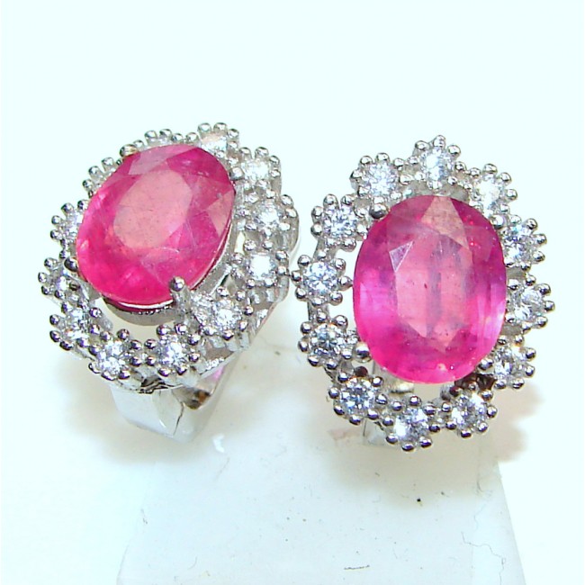 Incredible Authentic Ruby rose gold over .925 Sterling Silver handmade earrings