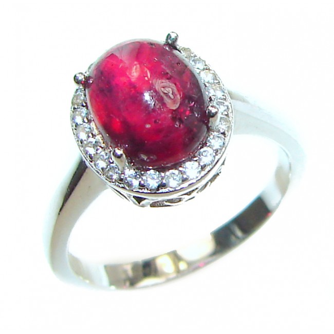 Genuine 5 ctw Kashmir Ruby .925 Sterling Silver handcrafted Statement Ring size 6