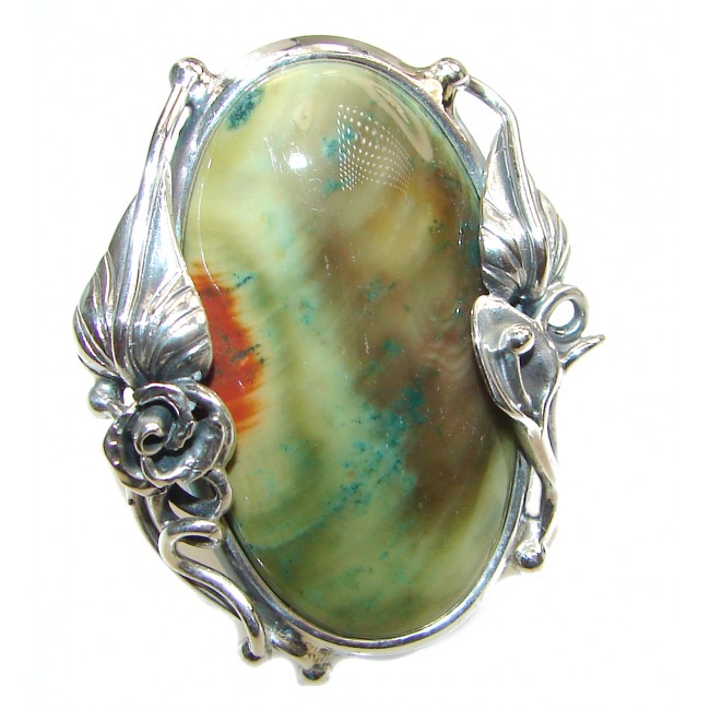 best quality Genuine Imperial Jasper .925 Sterling Silver handcrafted ring s. 8 adjustable
