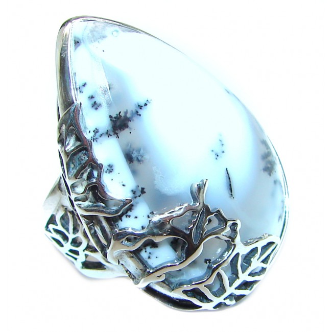 Best quality Dendritic Agate .925 Sterling Silver Ring size 7 adjustable