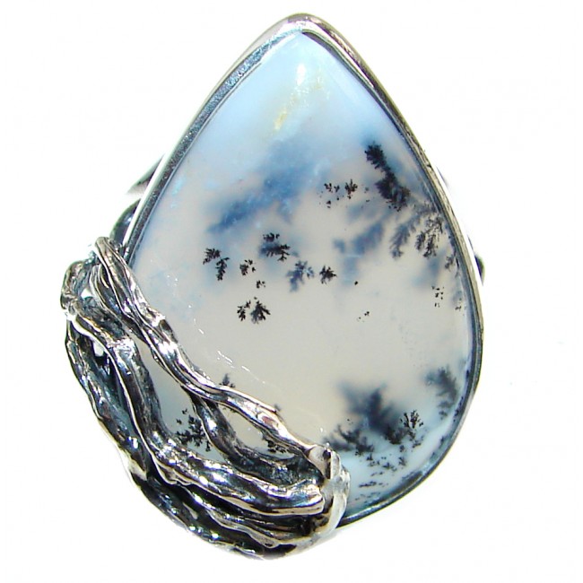 Dendritic Agate .925 Sterling Silver Ring size 8 3/4