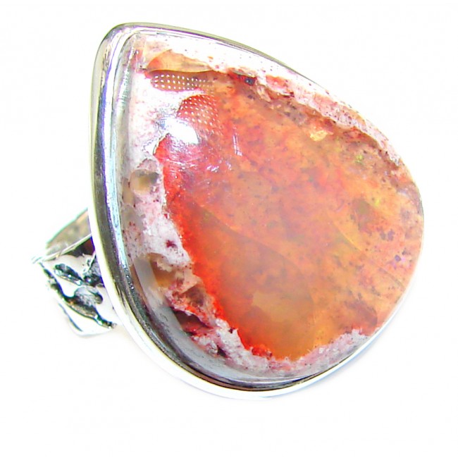 Mexican Opal .925 Sterling Silver handcrafted Ring size 8 1/4