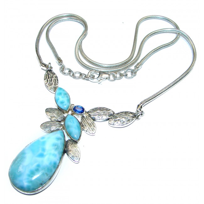 Authentic Larimar .925 Sterling Silver handmade Necklace