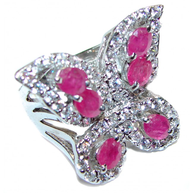 Sublime Butterfly authentic Ruby .925 Sterling Silver handmade Ring s. 7