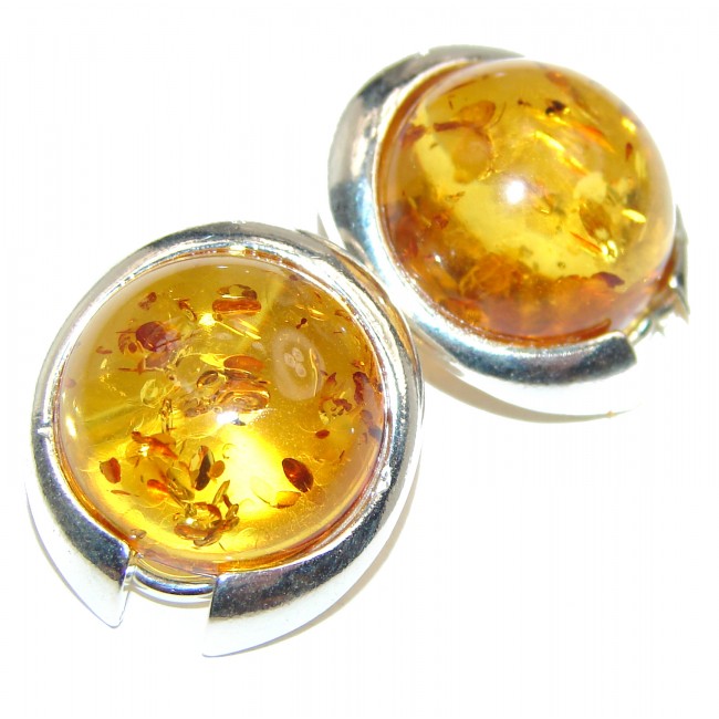 Excellent Quality Baltic Amber Clip on Sterling Silver handmade earrings