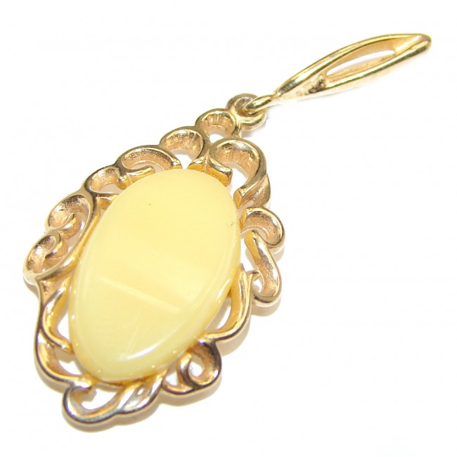 Vintage Beauty Natural Baltic Butterscotch Amber 14K Gold over .925 Sterling Silver handmade Pendant