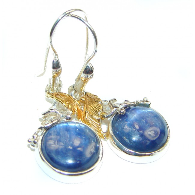Posh African Kyanite 2 tones .925 Sterling Silver handcrafted earrings