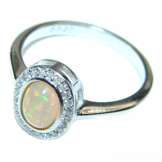 Vintage Design 2.5ctw Genuine Ethiopian Opal .925 Sterling Silver handmade Ring size 7