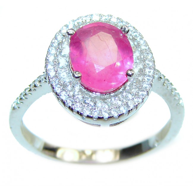 Genuine 9 ctw Kashmir Ruby .925 Sterling Silver handcrafted Statement Ring size 7 1/4