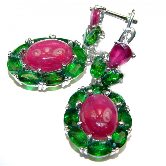 Stunning Authentic Ruby 18K Gold over .925 Sterling Silver handmade earrings