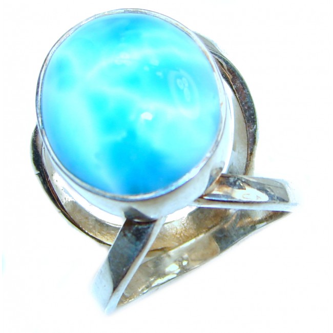 Aqua Natural Dominican Republic Larimar .925 Sterling Silver handcrafted Ring s. 7 1/4
