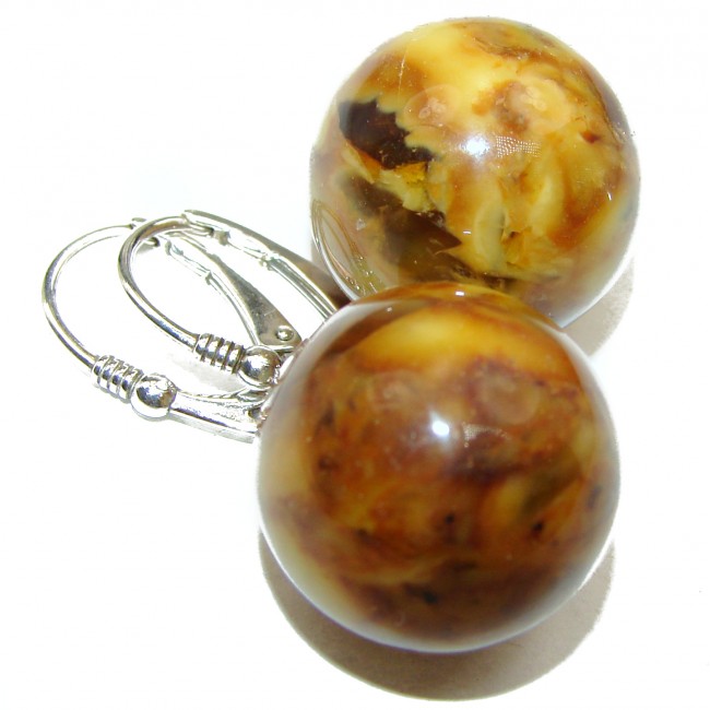 Huge Exclusive Butterscotch Polish Amber .925 Sterling Silver handmade Earrings