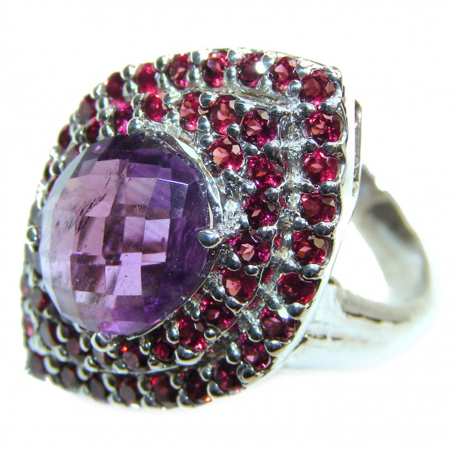 Royal purple authentic Amethyst .925 Sterling Silver Statement Ring size 8 3/4