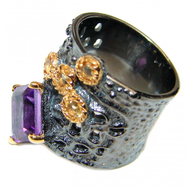 Royal purple authentic Amethyst .925 Sterling Silver Statement Ring size 6