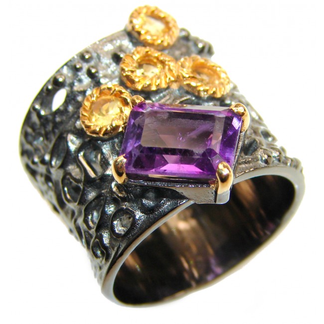 Royal purple authentic Amethyst .925 Sterling Silver Statement Ring size 6