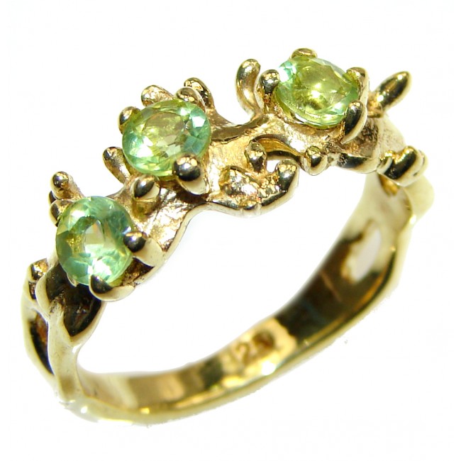 Green Reef Peridot 14K Gold over .925 Sterling Silver Ring size 7 1/4