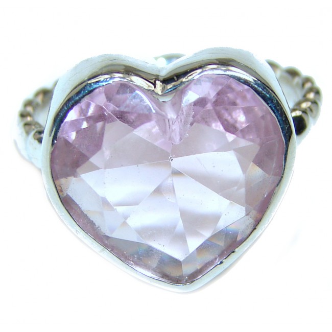 Sweet Heart Pink Topaz .925 Silver handcrafted Ring s. 7 3/4