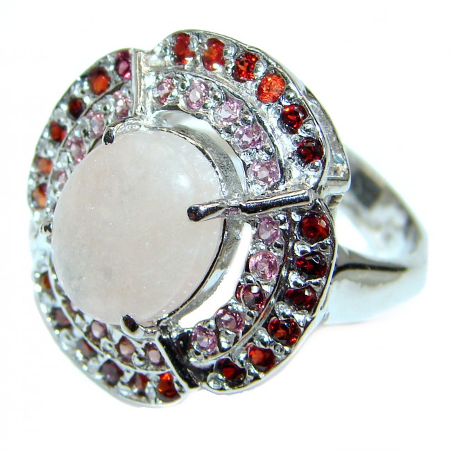 Posh Authentic Rose Quartz Garnet .925 Sterling Silver ring s. 8 1/4