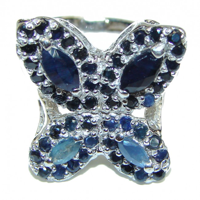 Sublime Butterfly authentic Sapphire .925 Sterling Silver handmade Ring s. 8