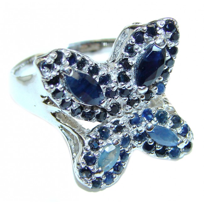 Sublime Butterfly authentic Sapphire .925 Sterling Silver handmade Ring s. 8