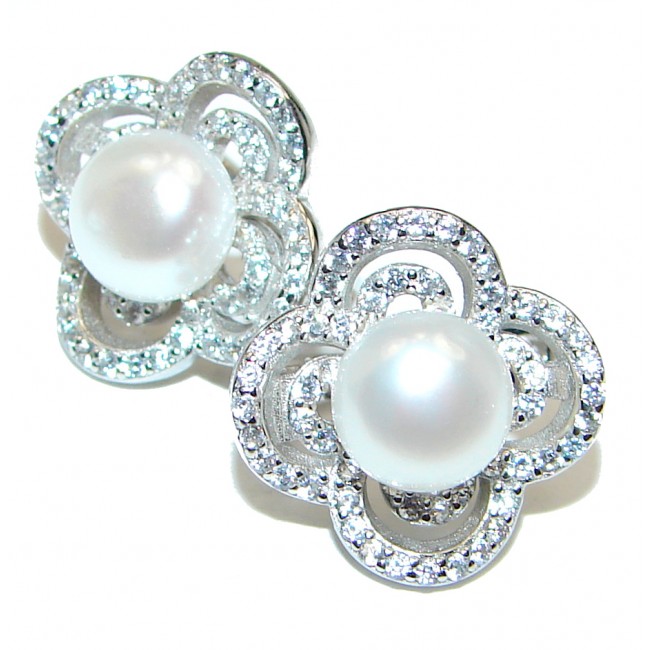 Real Beauty White Pearl .925 Sterling Silver handmade Earrings