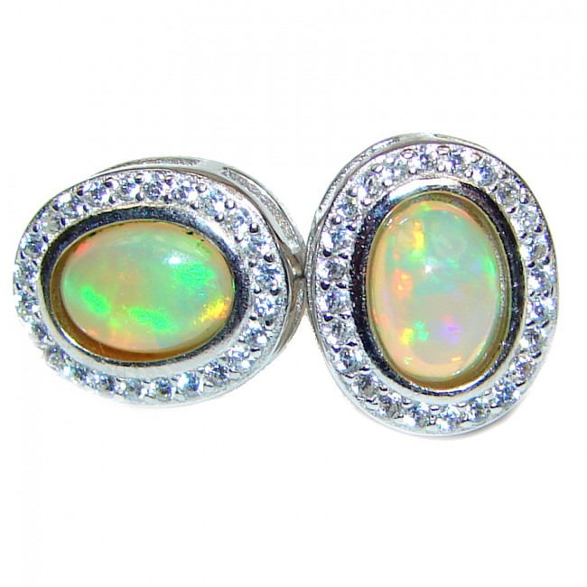 Dazzling natural Precious Ethiopian Fire Opal .925 handcrafted earrings